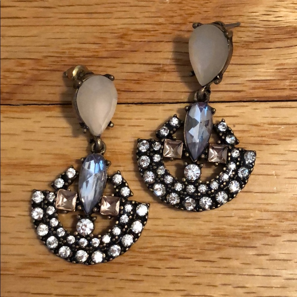 J. Crew Crystal & Lavender Statement Earrings